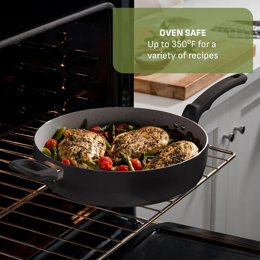 T-fal Kitchen Solutions Ceramic, 22 Piece Cookware Set, Black - Image 3