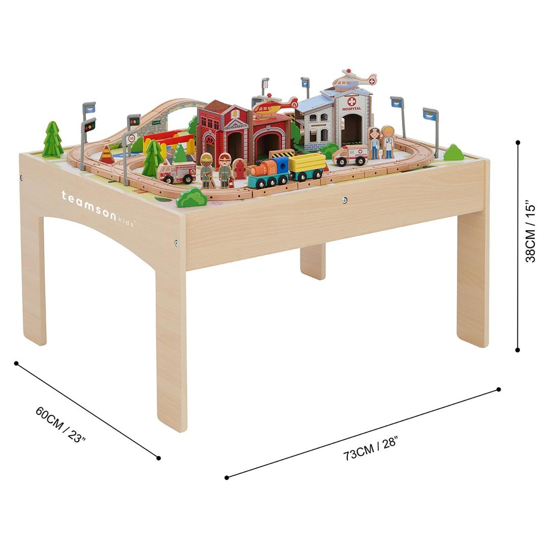 Teamson Kids Preschool Play Lab 85-Piece Wooden Train Table Play Set Multicolor - Image 14