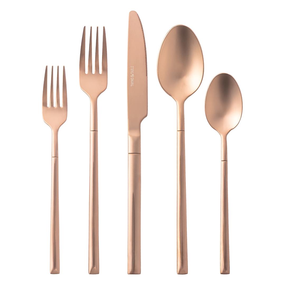Thyme & Table Arden 20-Piece Bronze Stainless Steel Flatware Set, Service for 4