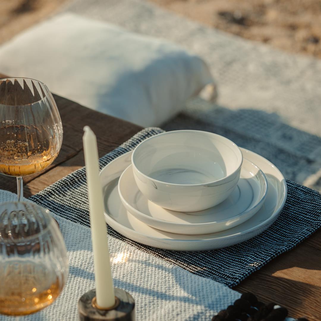 Thyme & Table Grey Marble 12-Piece Ceramic Dinnerware Set - Image 4