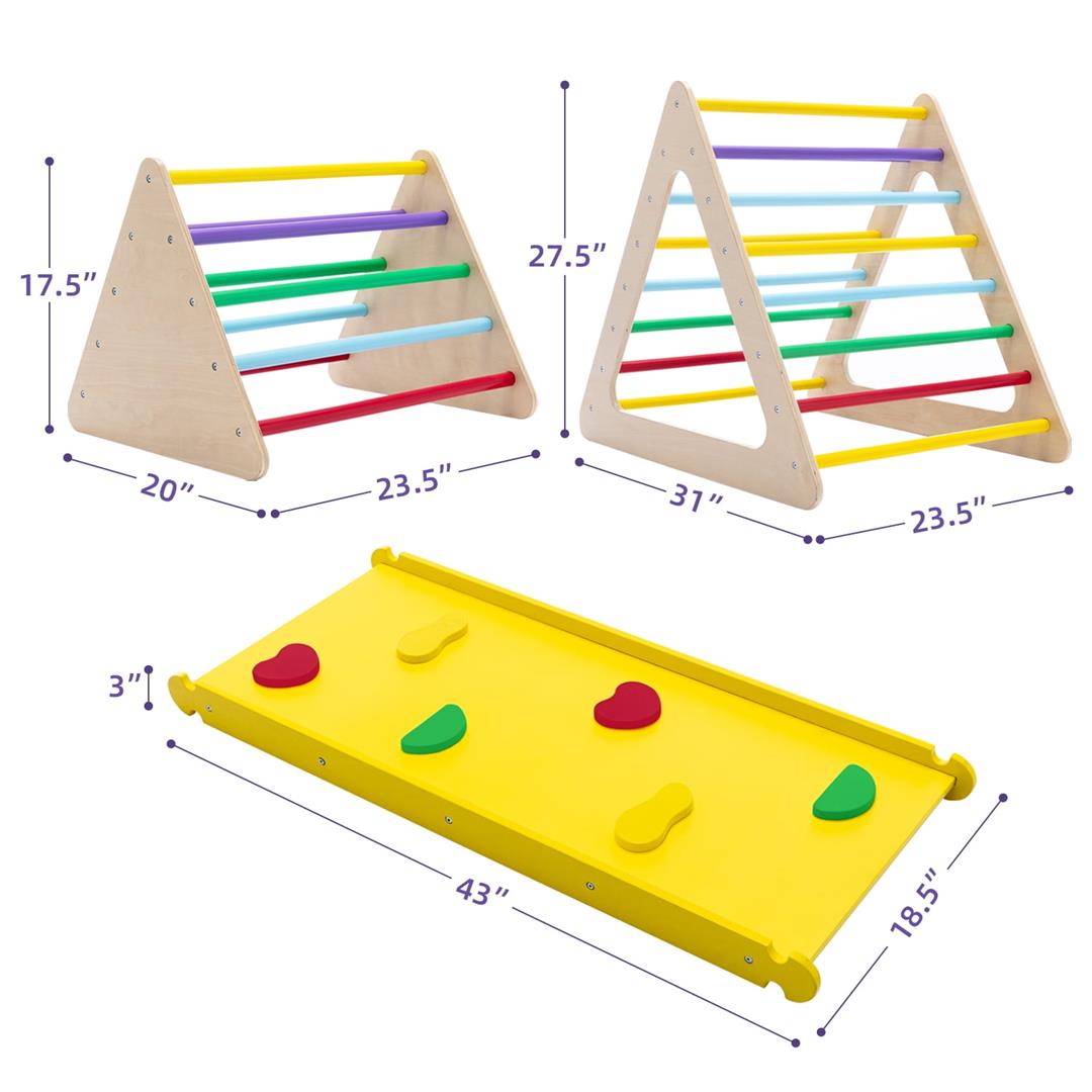 Walsport 3 in 1 Baby Triangle Climber with Ladder Sliding and Climbing Fun Zone,Toddler Wooden Indoor Play Equipment for Toddlers 18m-6yrs - Image 2