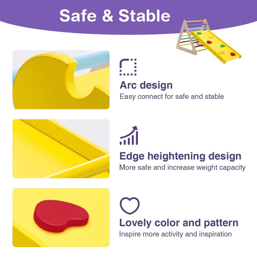 Walsport 3 in 1 Baby Triangle Climber with Ladder Sliding and Climbing Fun Zone,Toddler Wooden Indoor Play Equipment for Toddlers 18m-6yrs - Image 7