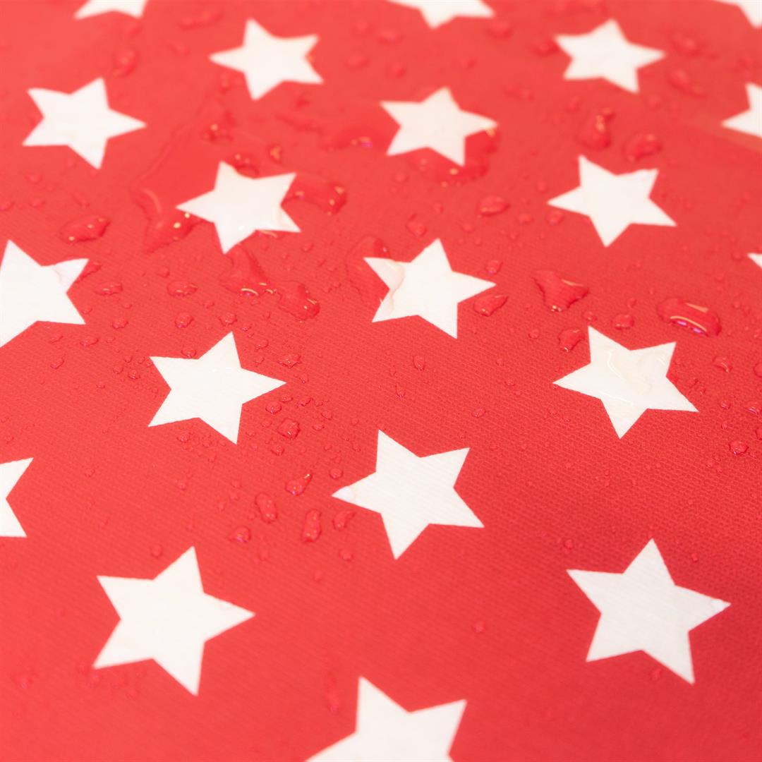 Waverly Inspirations Rectangular Elastic Fitted Table Cover Waterproof Vinyl Tablecloth With Flannel Backing, 6Ft Table, 72" x 30", White Stars With Red Base, 8 PK - Image 5