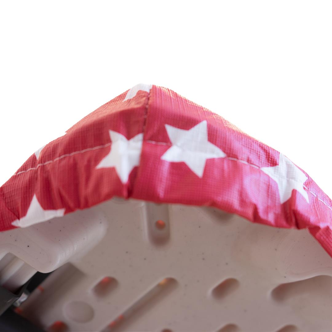 Waverly Inspirations Rectangular Elastic Fitted Table Cover Waterproof Vinyl Tablecloth With Flannel Backing, 6Ft Table, 72" x 30", White Stars With Red Base, 8 PK